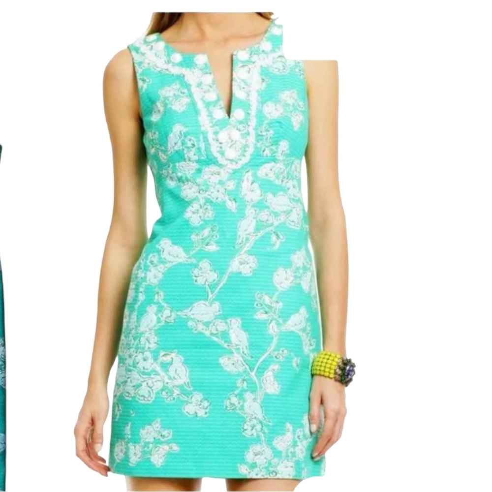 Lilly Pulitzer Green Lagoon Birds & Bees Jacquard ADELIA Shift Dress - Picture 16 of 16